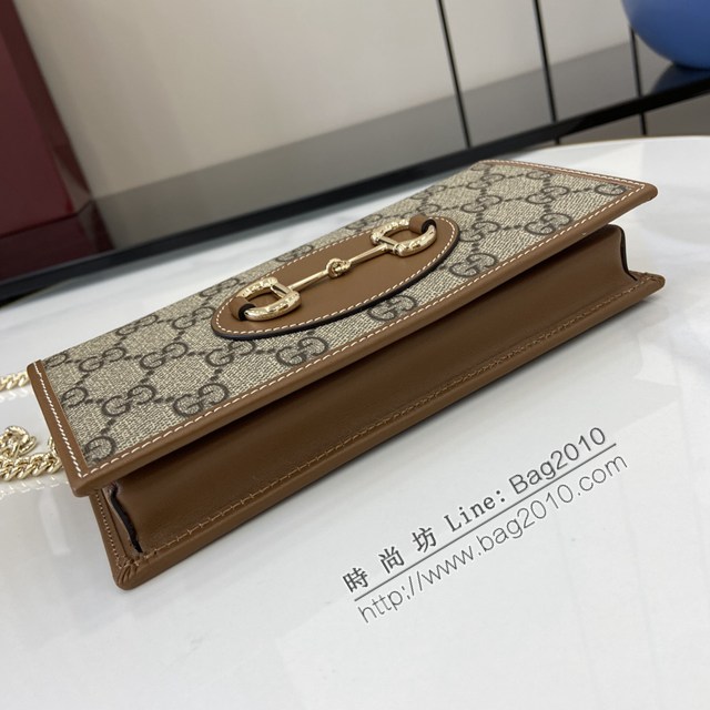 Gucci專櫃古馳最新款Horsebit 1955系列鏈帶錢包 jh2886型號：621892